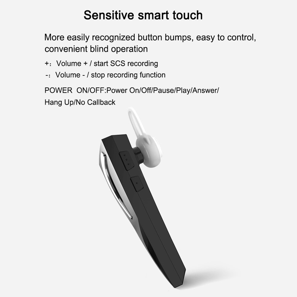 T1 Smart Multi-Language Translator Bluetooth Headset Portable In-ear Business Headphones- White