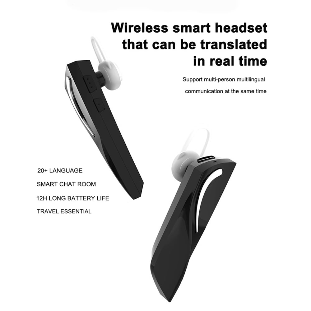 T1 Smart Multi-Language Translator Wireless Bluetooth Headset Portable Business Headphones- Black