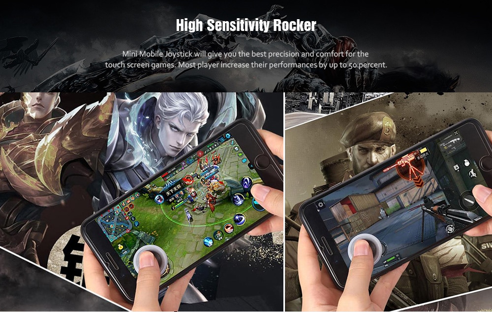 Mobile Game Joystick Phone Gaming Rocker Touch Screen Games Controller for Smartphone Tablet- Transparent