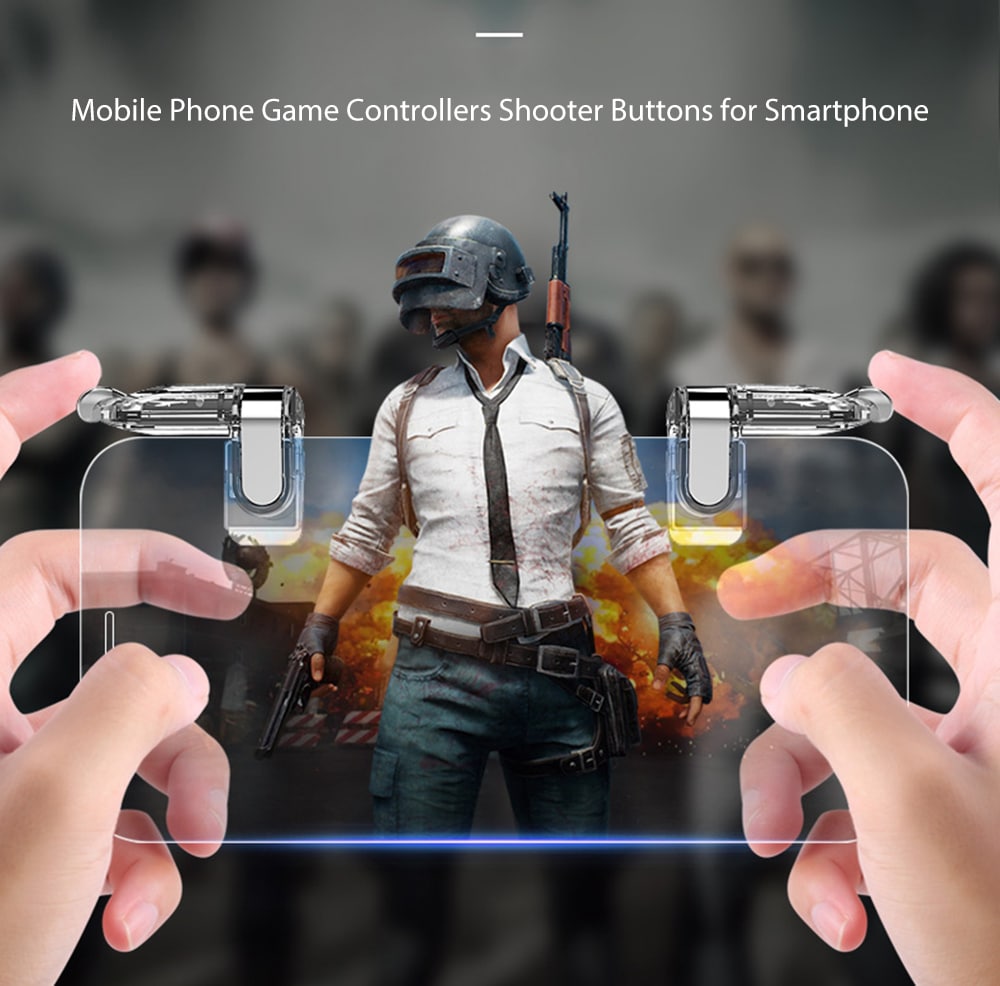 Pair of Mobile Phone Game Controllers Gamepad Shooter Buttons for Smartphone Fortnite Knives Out- Transparent