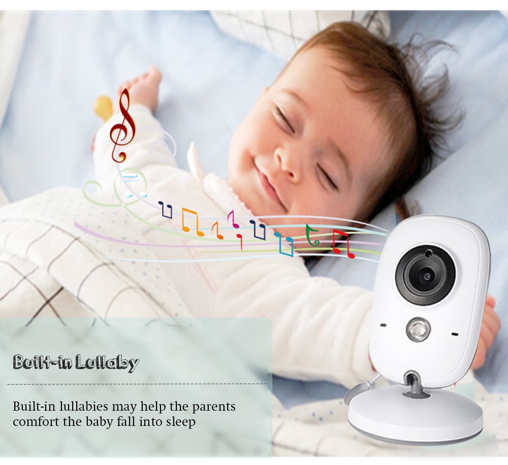 VB603 2.4G Video Digital Baby Monitor Security Mini Camera with 3.2 inch Screen 2 Ways Audio Talk and Night Vision- White