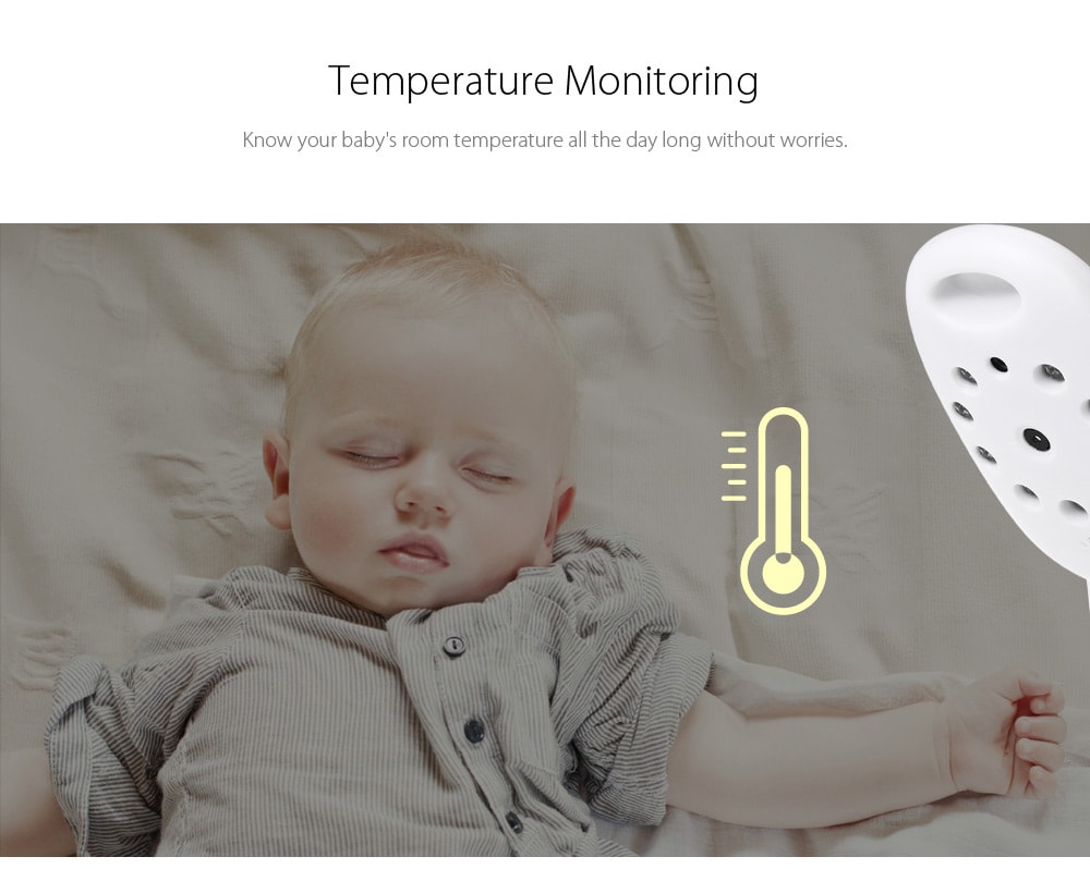 VB601 2.4G Wireless Baby Video Monitor with Night Vision Two-way Talk LCD Display Temperature Monitoring- White UK Plug