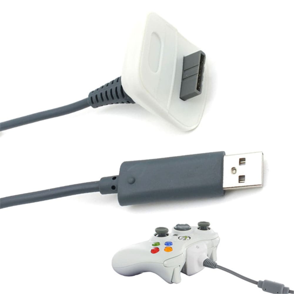 USB Charger Play Charging Cable Cord for Xbox 360 Wireless Controller- Black