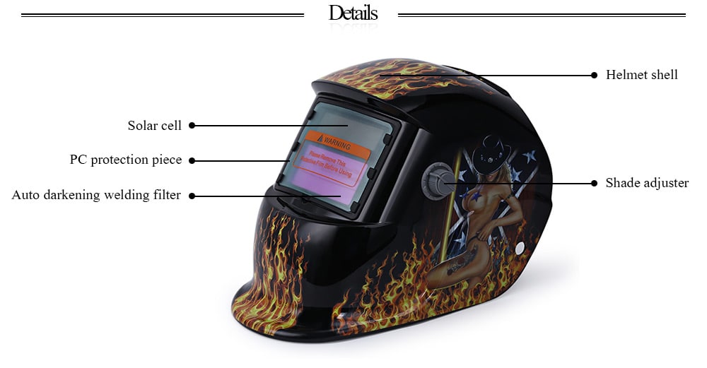 Beauty Pattern Solar Power Welding Helmet- Golden 107 girl