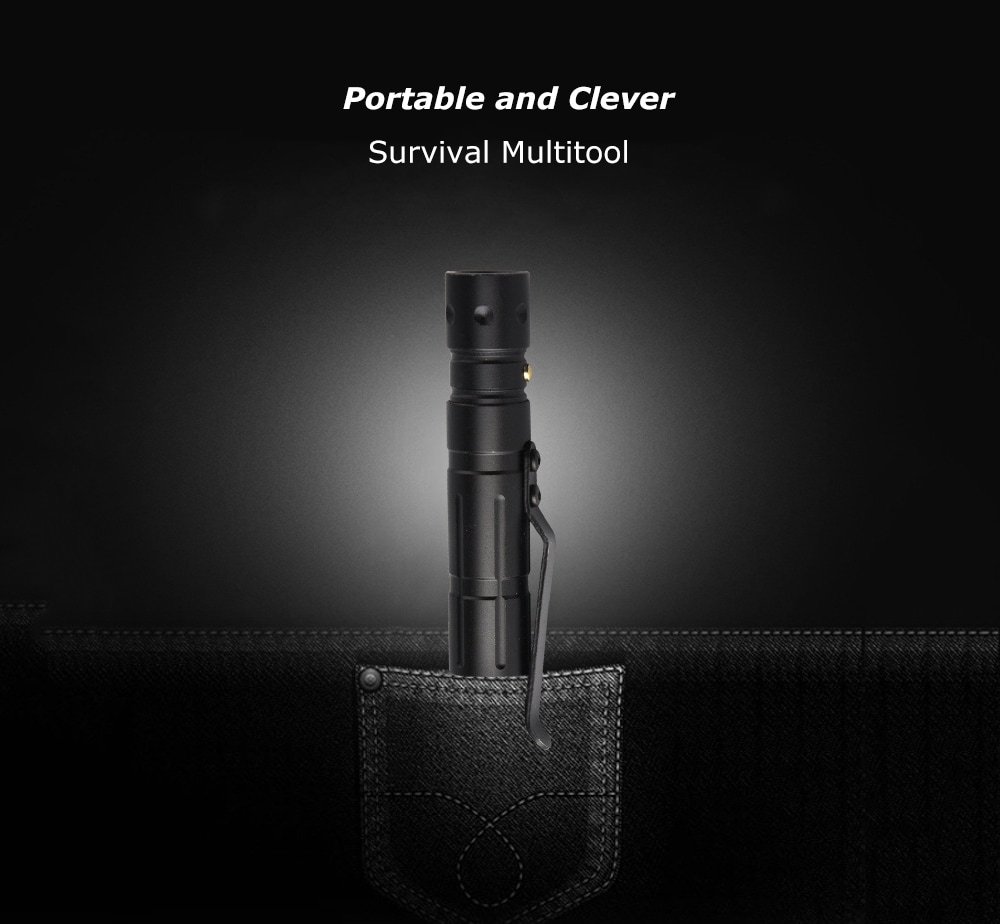 TG - S165 Outdoor Portable Tactical Defensive Survival Pen LED Flashlight- Black