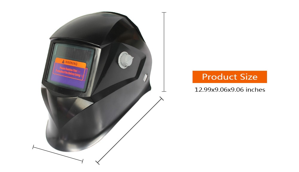 Solar Energy Automatic Changeable Light Electric Welding Protective Helmet with Solid Color Type- Black 900