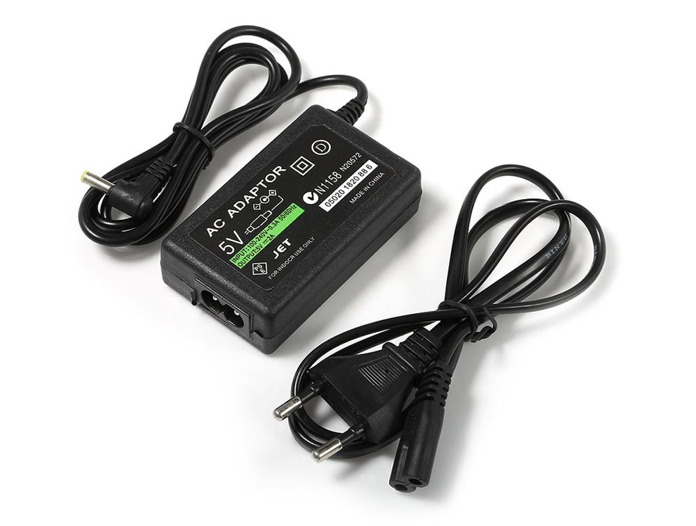 US Plug AC Adaptor with Cable for PSP 100 - 240V Input 0.3A- Black US Plug