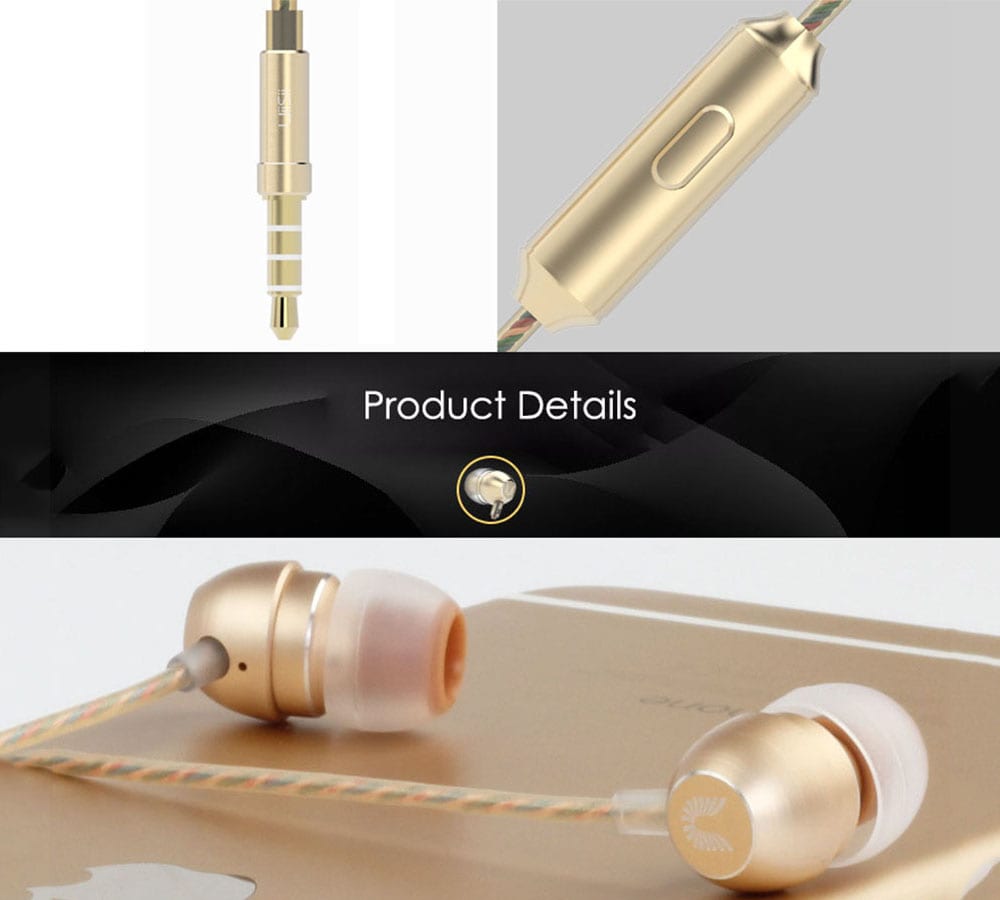 UIISII HM7 In-ear Wired Fragrance Music Earphones with On-cord Control- Golden