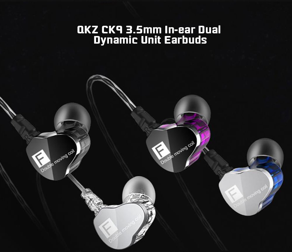 QKZ CK9 3.5mm In-ear Dual Dynamic Unit Earbuds HiFi Earphone with Microphone- Ocean Blue