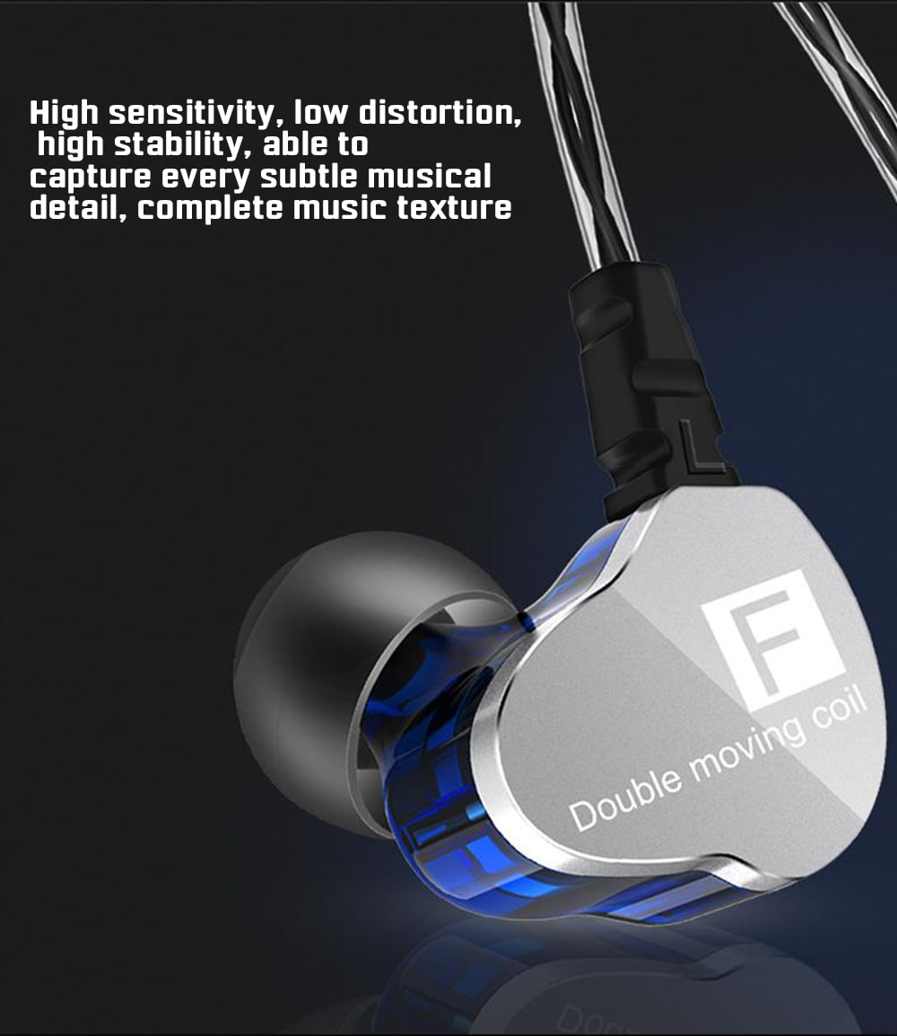 QKZ CK9 3.5mm In-ear Dual Dynamic Unit Earbuds HiFi Earphone with Microphone- Ocean Blue