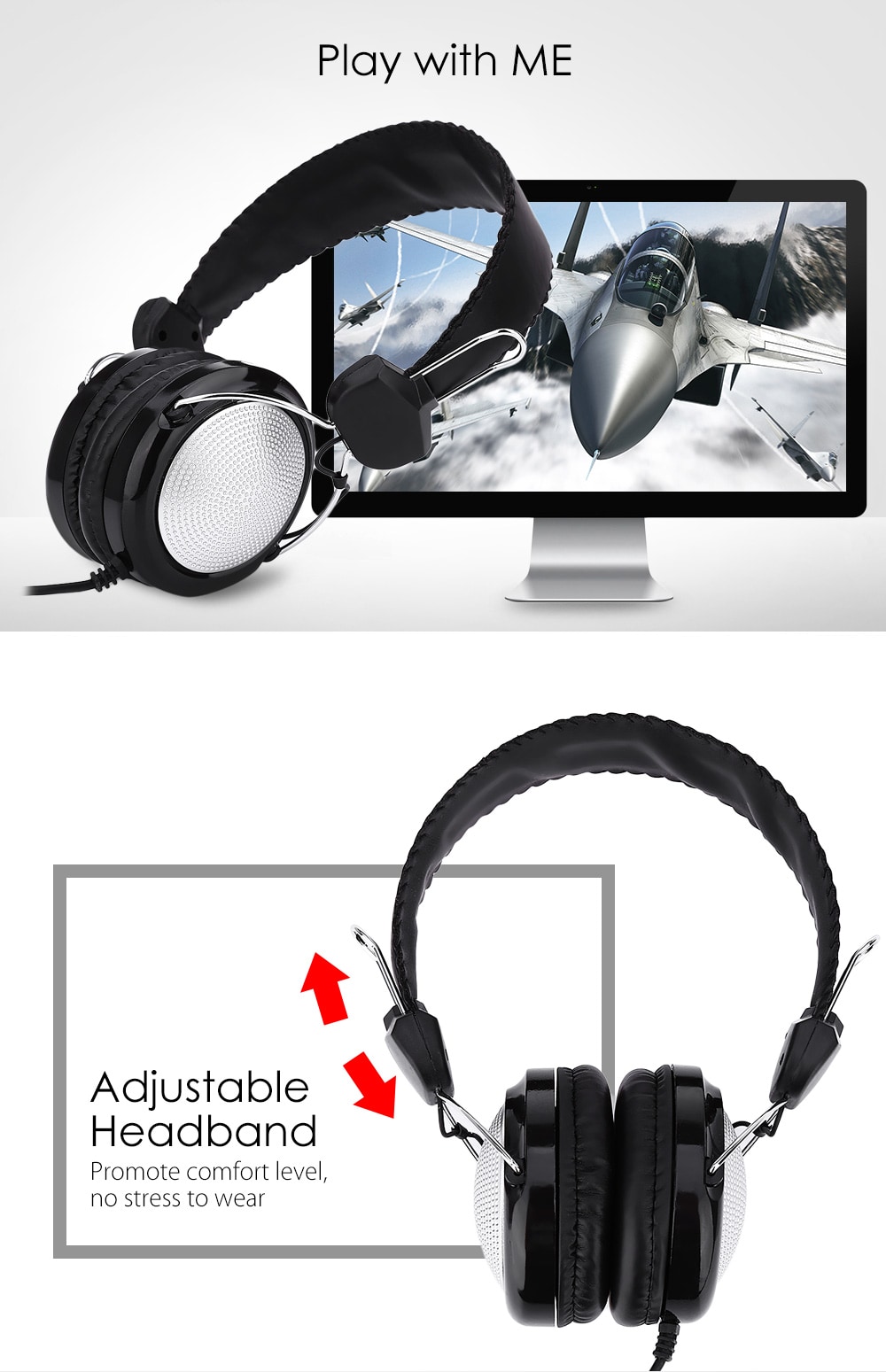 T - 420 Wired Stereo HiFi Music Computer Headset Headphones- Silver Gray