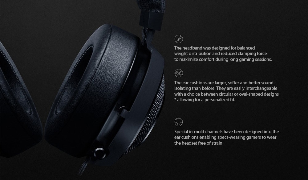 Razer Kraken Essential Version Surround Sound Over-ear Headphone USB Gaming Headset with Retractable Digital Microphone and Chroma Lighting- Black