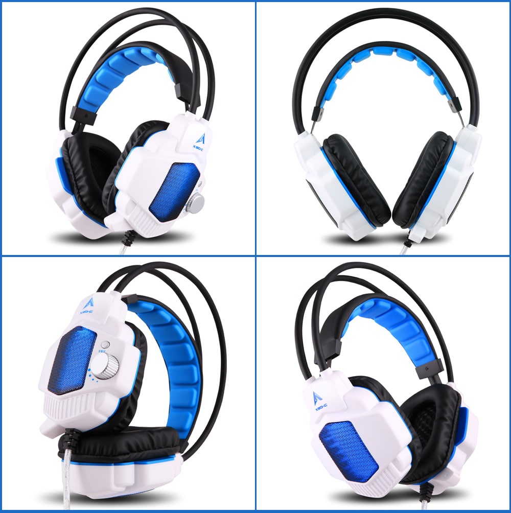 OVANN X90 - C Professional Gaming Headsets Flash Light Effect Suspended Headband- Blue and White