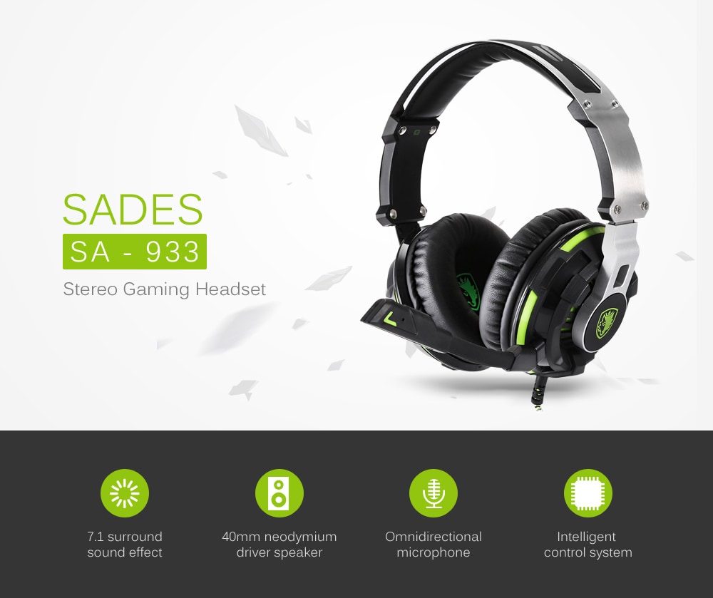 SADES SA - 933 3.5mm Jack Gaming Headphones- Black and Green