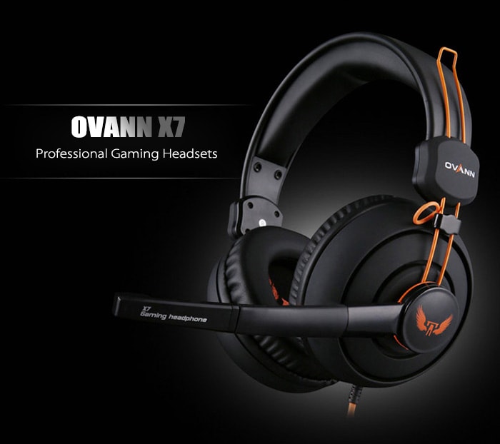 OVANN X7 Professional Gaming Headsets On-cord Control Comfortable Wearing- Black and Orange