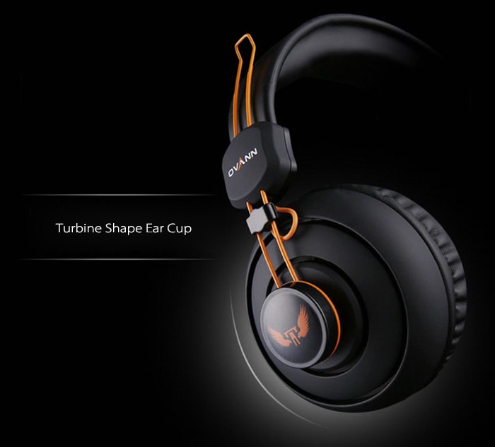 OVANN X7 Professional Gaming Headsets On-cord Control Comfortable Wearing- Black and Orange