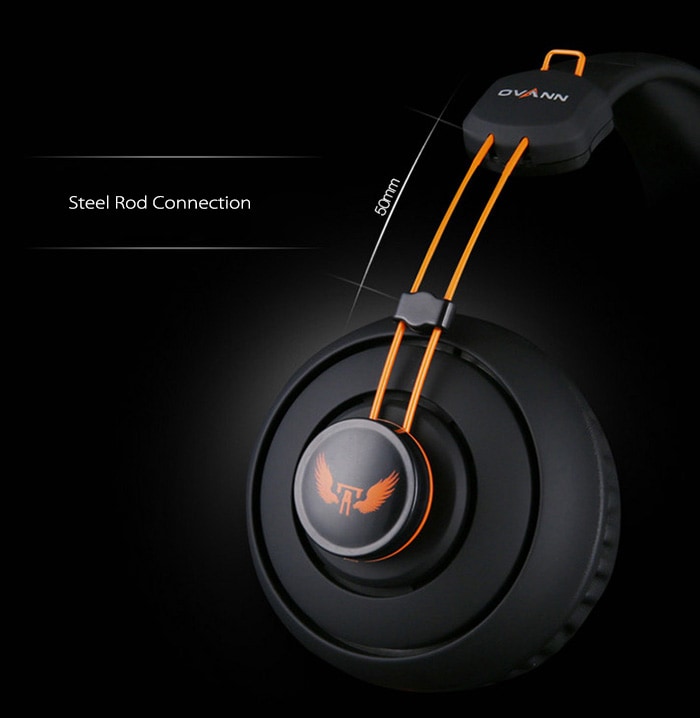 OVANN X7 Professional Gaming Headsets On-cord Control Comfortable Wearing- Black and Orange