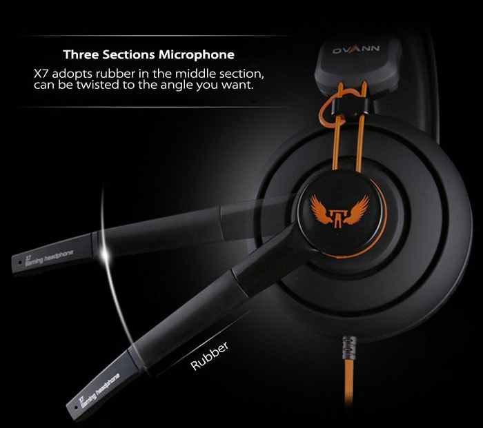 OVANN X7 Professional Gaming Headsets On-cord Control Comfortable Wearing- Black and Orange