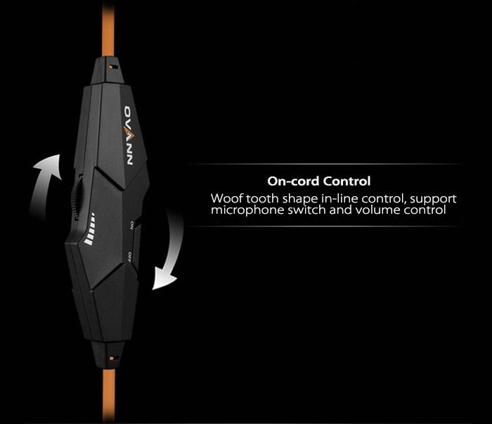 OVANN X7 Professional Gaming Headsets On-cord Control Comfortable Wearing- Black and Orange