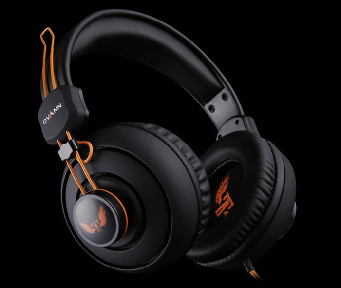 OVANN X7 Professional Gaming Headsets On-cord Control Comfortable Wearing- Black and Orange