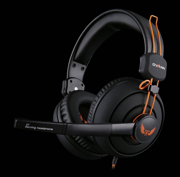 OVANN X7 Professional Gaming Headsets On-cord Control Comfortable Wearing- Black and Orange