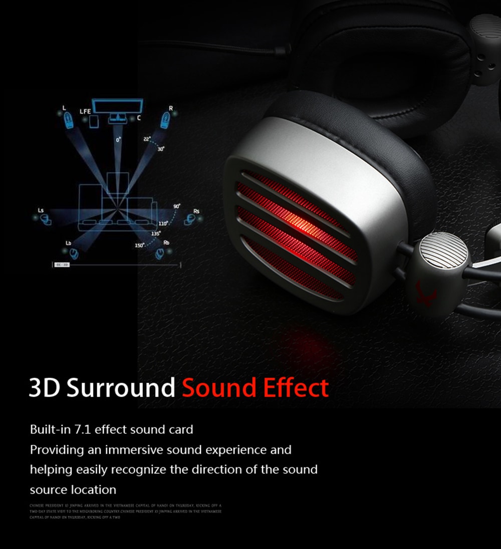 XIBERIA S21 Gaming Headset Surround Sound with Microphone Volume Control LED and Mute- Silver