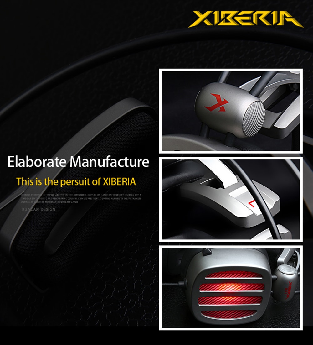 XIBERIA S21 Gaming Headset Surround Sound with Microphone Volume Control LED and Mute- Silver