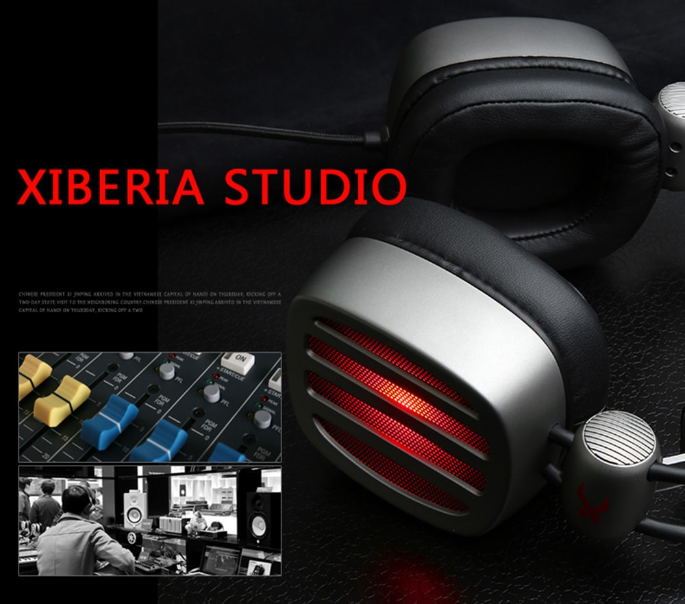 XIBERIA S21 Gaming Headset Surround Sound with Microphone Volume Control LED and Mute- Silver