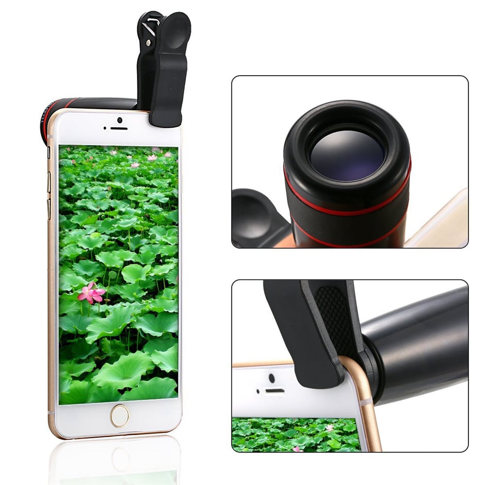 Telescope Telephoto Wide-Angle Macro Fisheye Lens Since The Shaft Tripod 10 in 1 Suit- Black