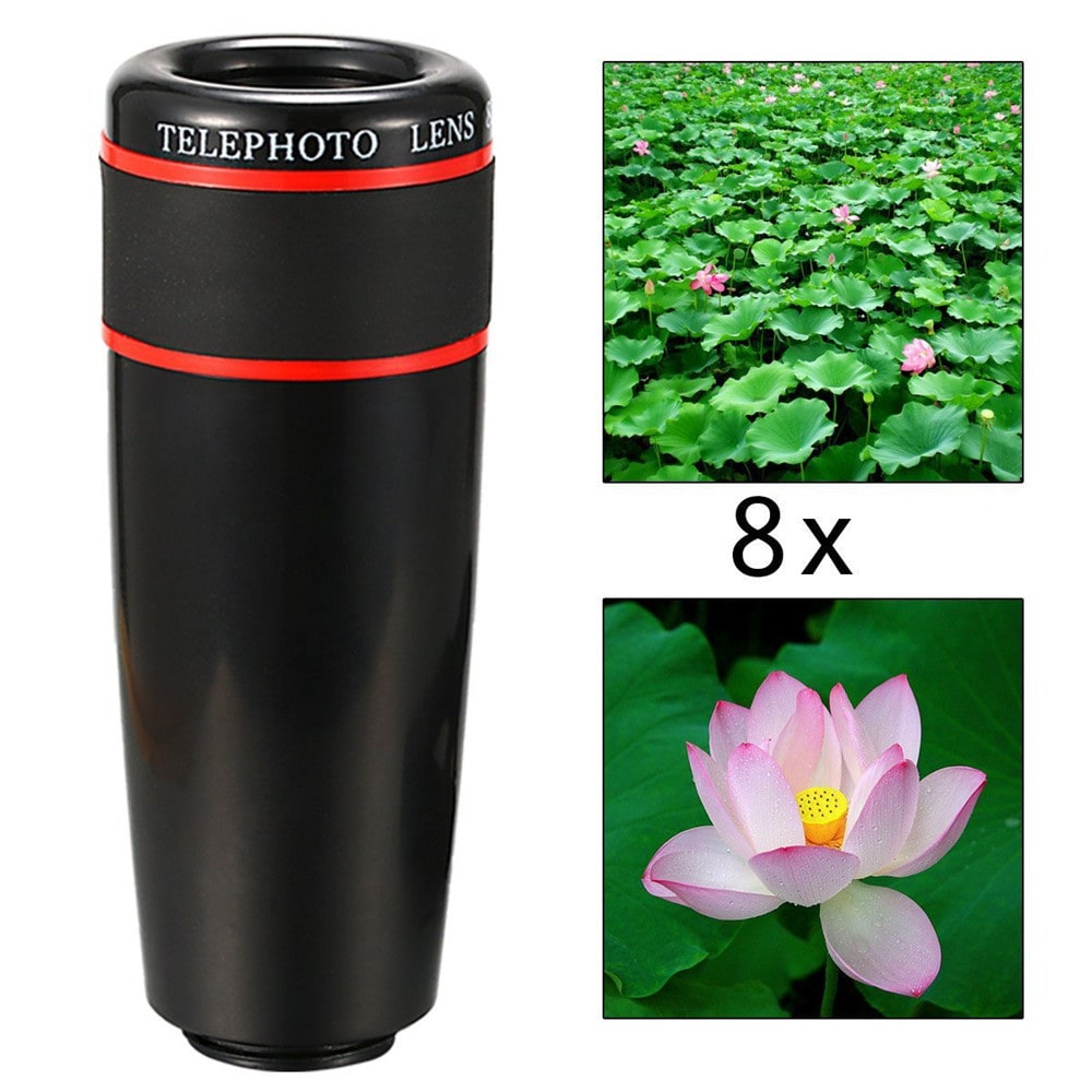 Telescope Telephoto Wide-Angle Macro Fisheye Lens Since The Shaft Tripod 10 in 1 Suit- Black