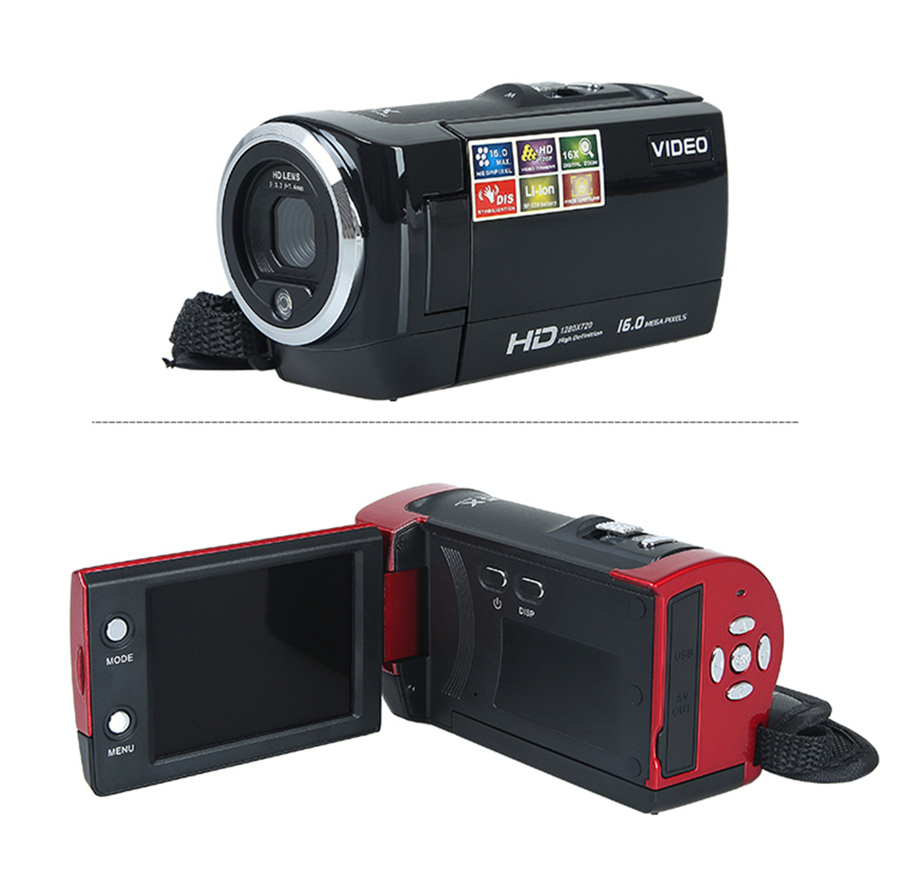 SX05 HD Camcorder 16M Pixels 16X Digital Zoom 720P Travel Camera Mini DV DIS Gift Red- Red