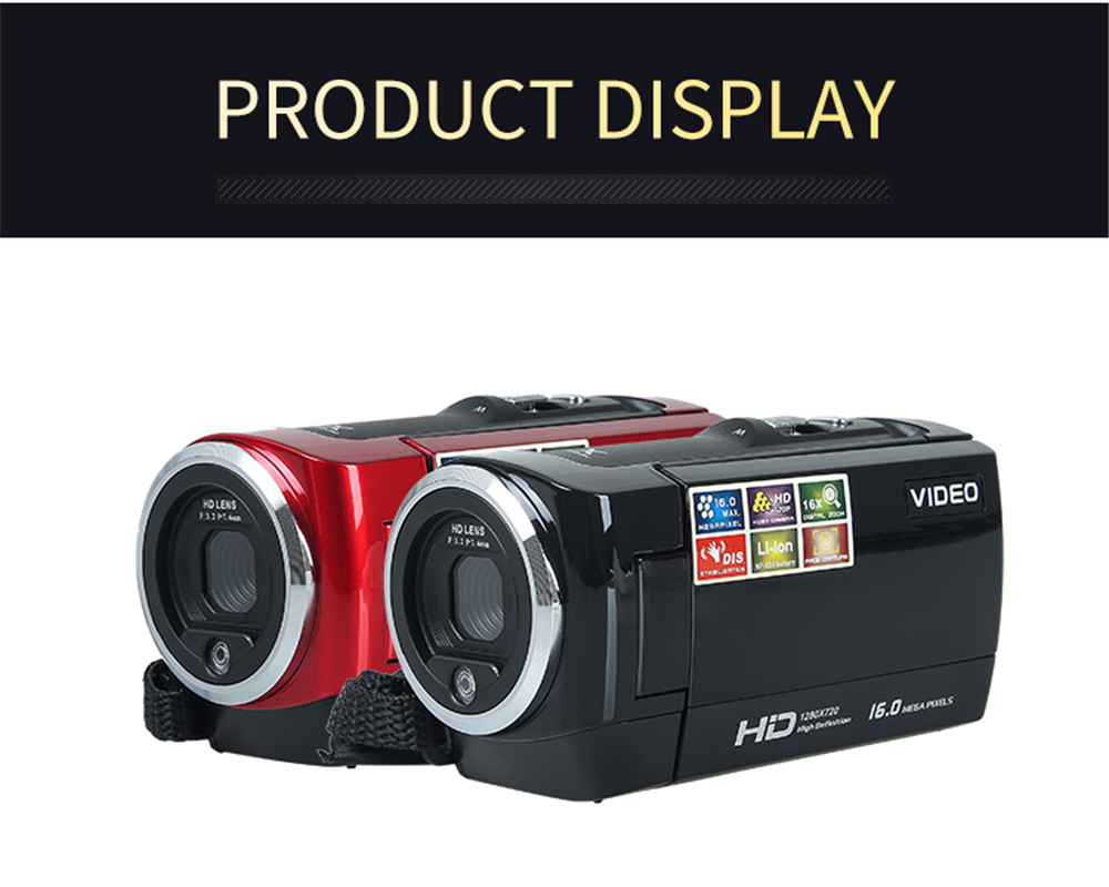 SX05 HD Camcorder 16M Pixels 16X Digital Zoom 720P Travel Camera Mini DV DIS Gift Red- Red