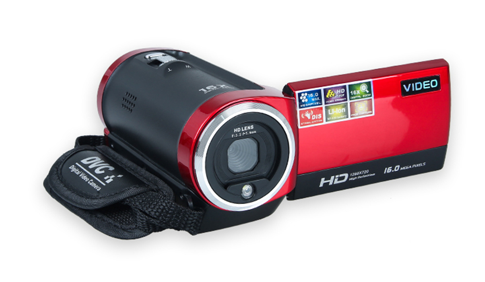 SX05 HD Camcorder 16M Pixels 16X Digital Zoom 720P Travel Camera Mini DV DIS Gift Red- Red