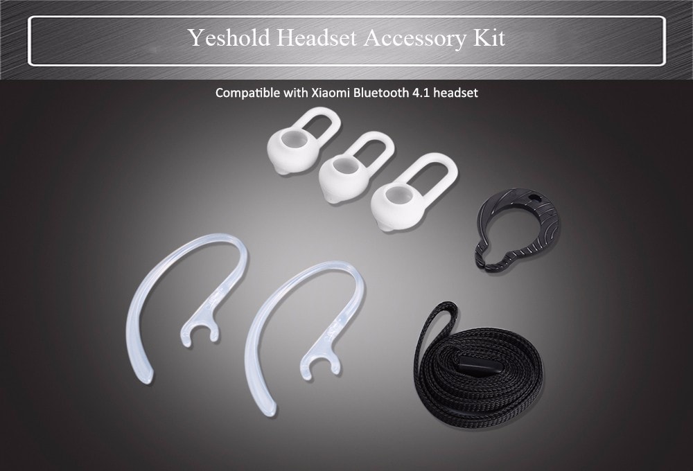 Yeshold Headset Accessory Kit Ear Cap / Ear-hook / Lanyard and Hang Buckle for Xiaomi Bluetooth 4.1 Earbuds- White