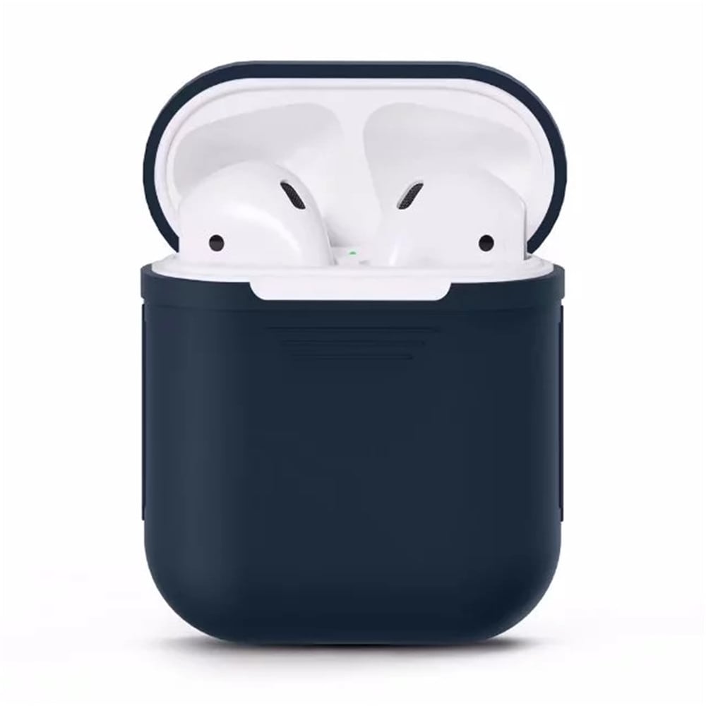 Silicone Shock Proof Protector Sleeve Skin Cover  True Wireless Earphone Case for Apple AirPods- Cerulean