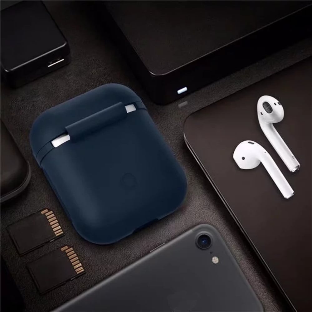 Silicone Shock Proof Protector Sleeve Skin Cover  True Wireless Earphone Case for Apple AirPods- Cerulean