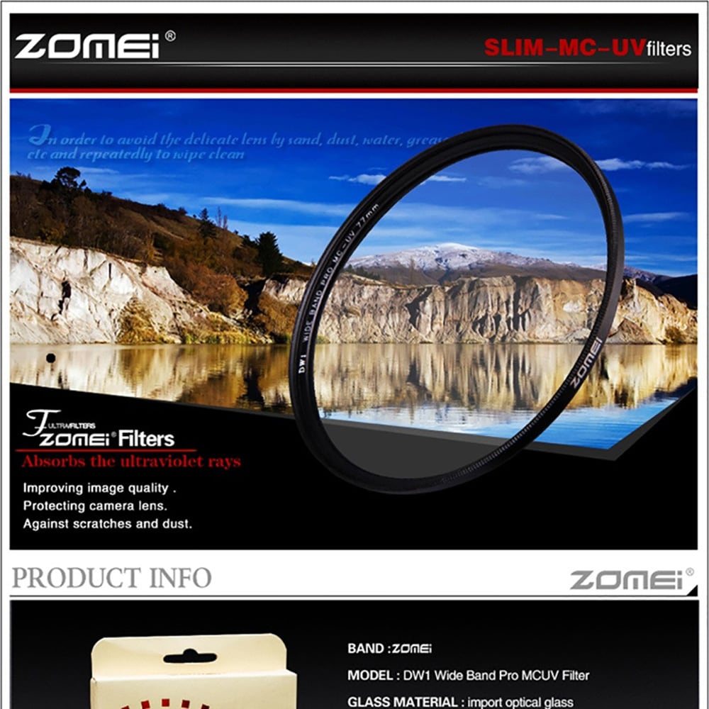 Zomei Ultra Slim MC UV Filter for Canon Nikon Sony Pentax Lumix Lens- Black 40.5mm