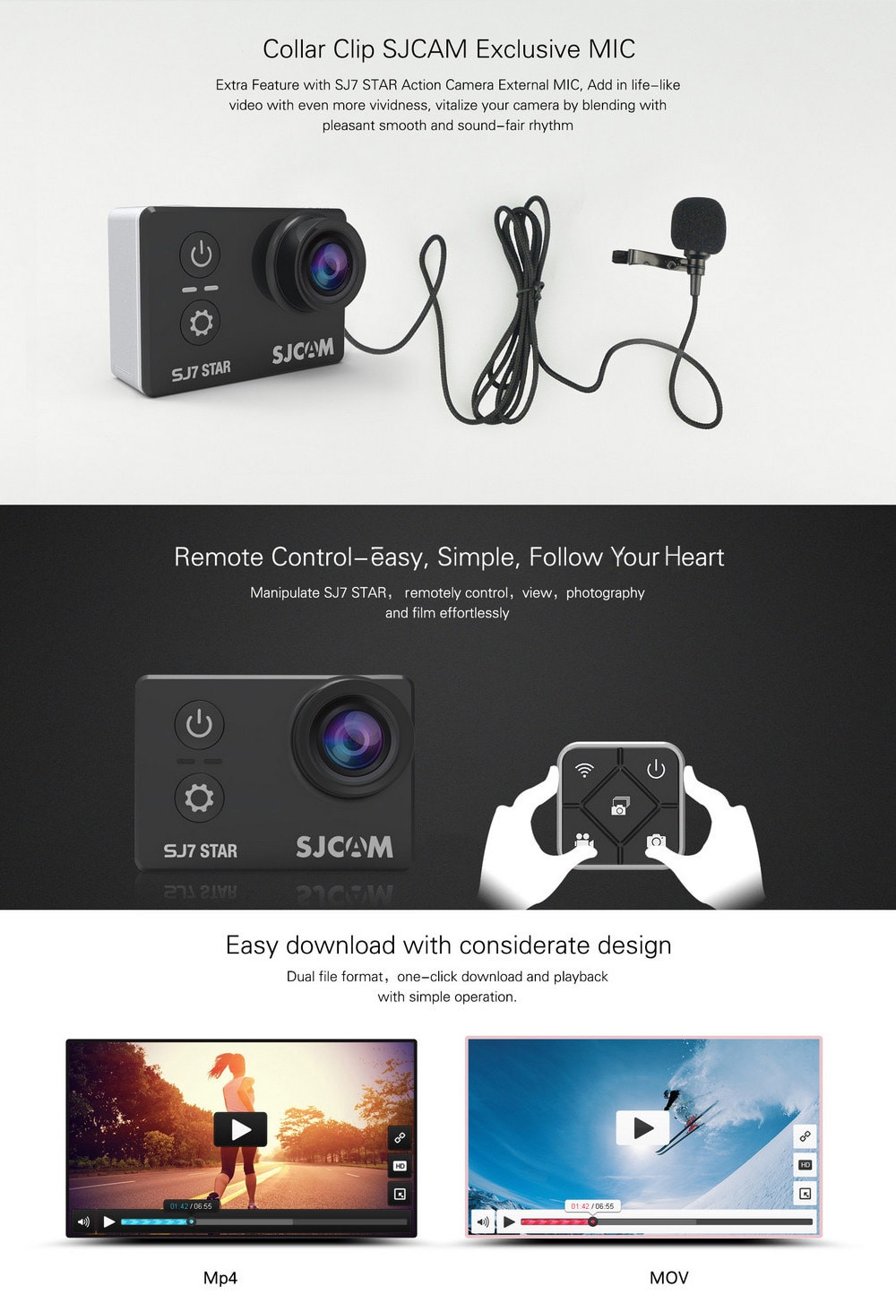 Original SJCAM SJ7 STAR 4K WiFi Action Camera 2.0 inch Touch Screen 166 Degree FOV 12MP- Silver