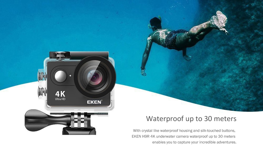 Original EKEN H9s 2 inch 4K Ultra HD WiFi Action Camera Waterproof Sports DV- Black