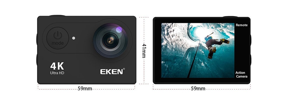 Original EKEN H9s 2 inch 4K Ultra HD WiFi Action Camera Waterproof Sports DV- Black