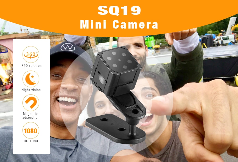 SQ19 Mini HD 1080P Action Camera Micro Lens Recorder Car DVR Sports DV- Black