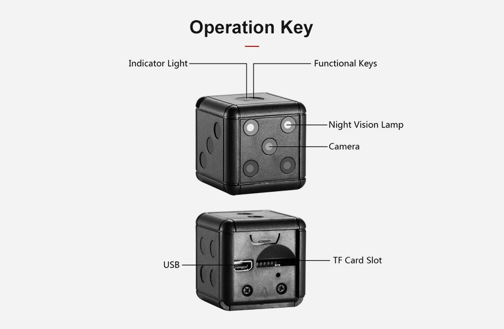 SQ16 1080P Dice Shape Mini Action Camera with Motion Detection HD Sports Camcorder- White