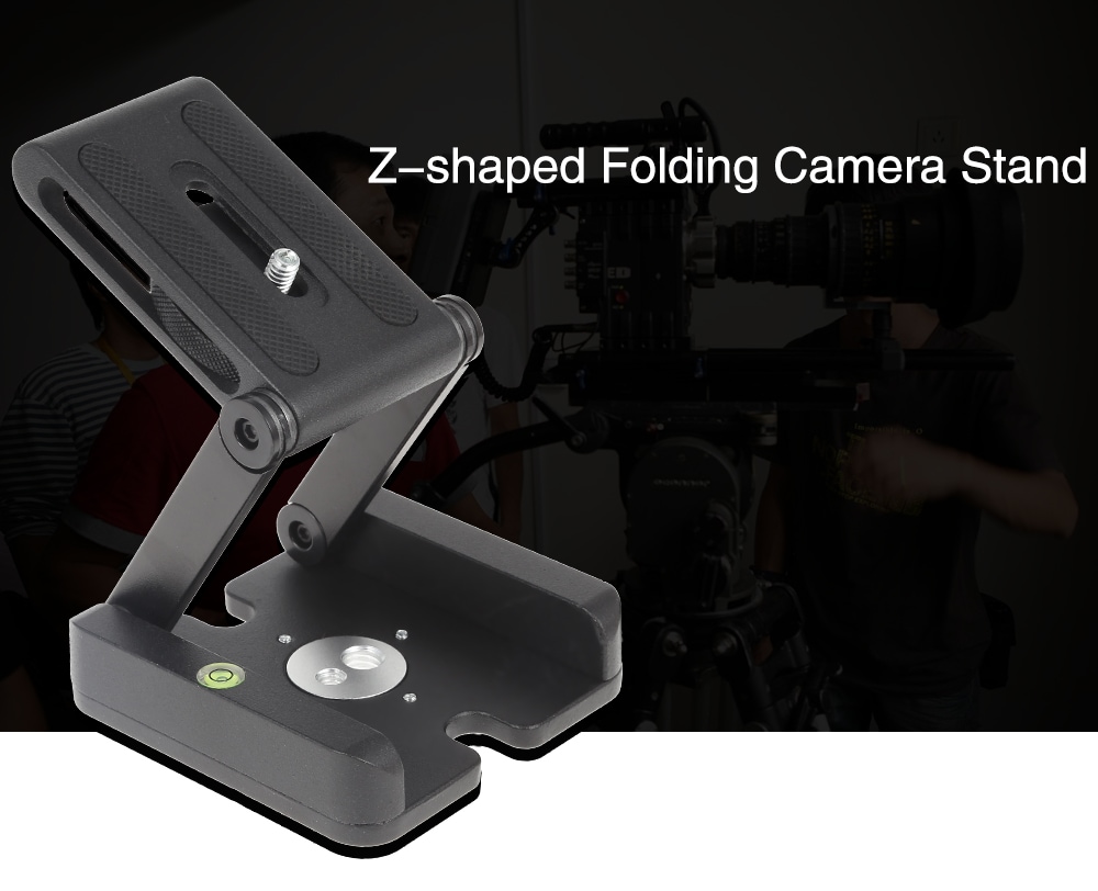 Z-shaped Folding Desktop Holder Quick Release Plate for Camera Tripod- Black Aluminium alloy type