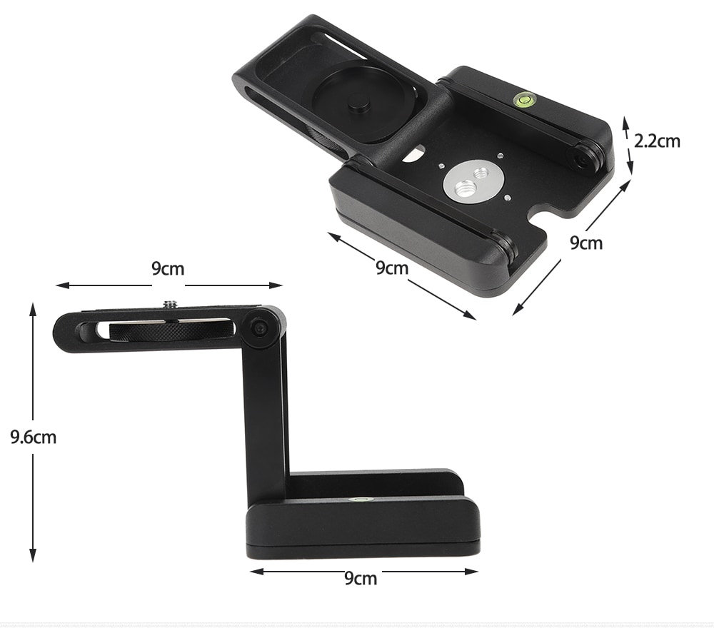 Z-shaped Folding Desktop Holder Quick Release Plate for Camera Tripod- Black Aluminium alloy type