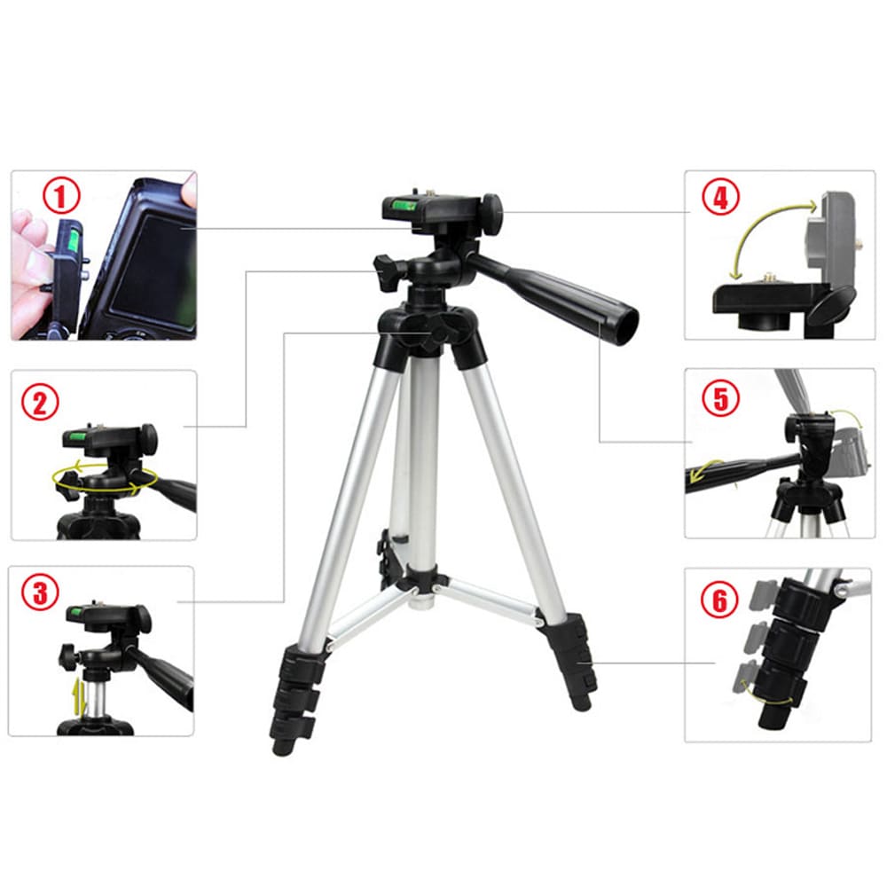 Portable Tripod Outdoor Photographic Phone Clip Flexible Camera Access- Platinum