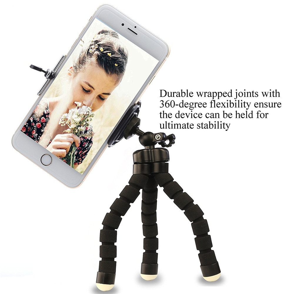 Phone General Sponge Octopus Tripod with Bluetooth Remote Control- Black