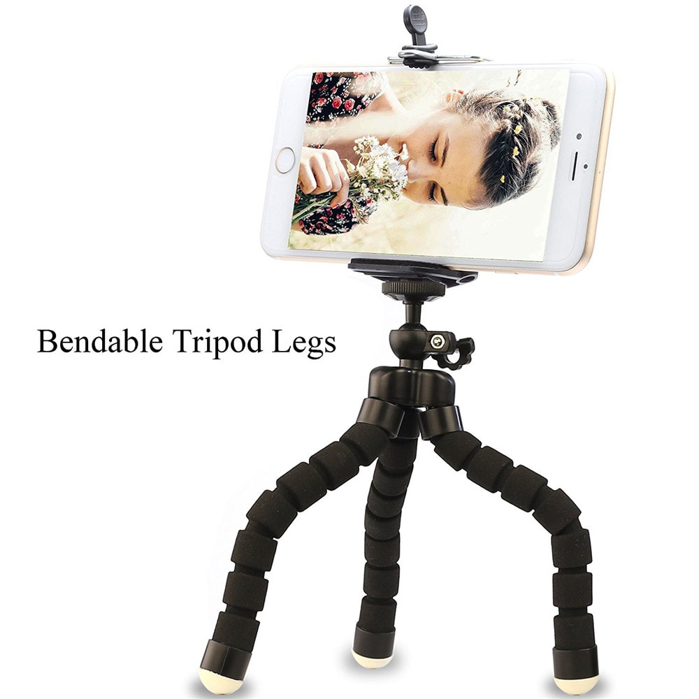 Phone General Sponge Octopus Tripod with Bluetooth Remote Control- Black