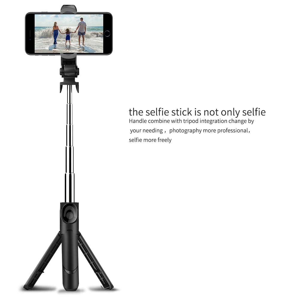 Portable Bluetooth Remote Control Tripod Monopod Handheld Selfie Stick for iPhone 8X- Black