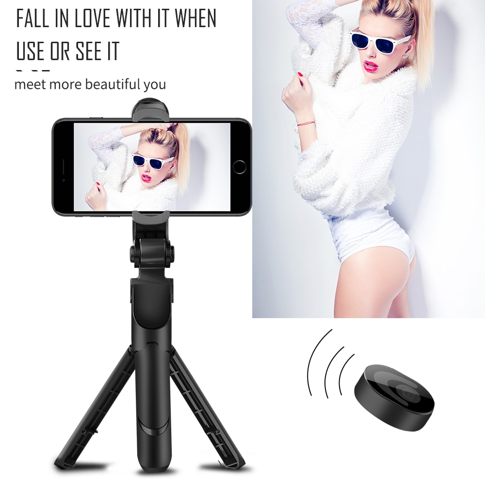 Portable Bluetooth Remote Control Tripod Monopod Handheld Selfie Stick for iPhone 8X- Black