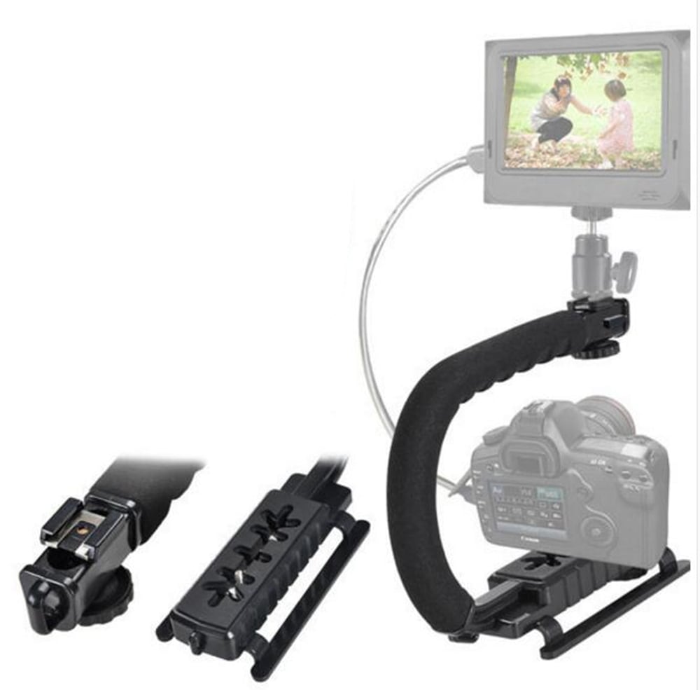 Photography Type U Bracket DV Hand Held Stabilizer- Black 1Pc